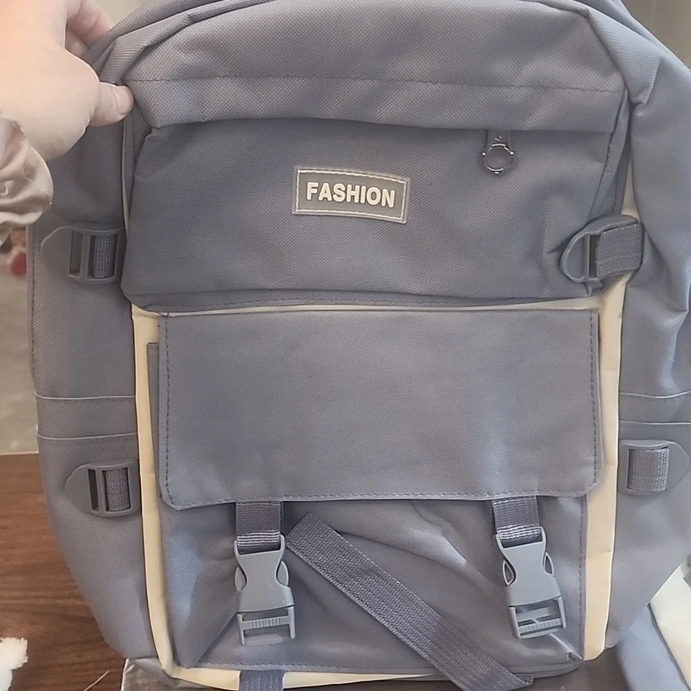 FIRM PRICE NWT Aesthetic Kawaii Blue 5-Pc Backpack Set with Pins & Bear Charm